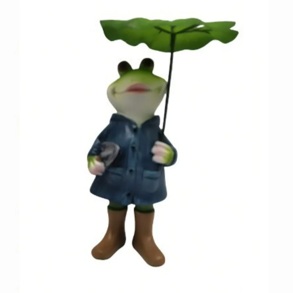 Cute Gardening Statue with a Whimsical Leaf Raincoat Design, Suitable for Outdoor Garden, Lawn, and Courtyard Decoration