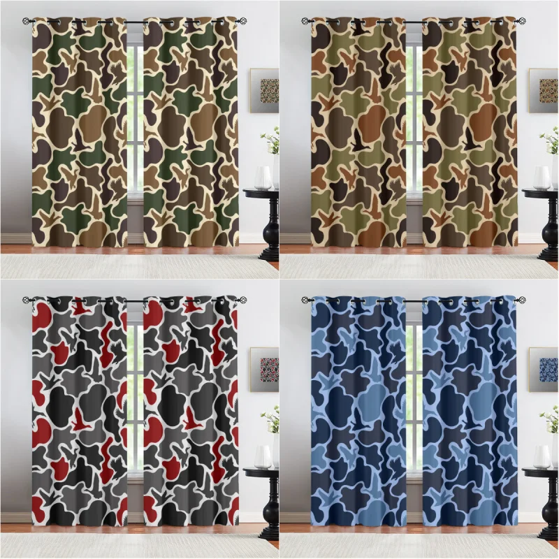 Blackout Curtains 2 Panels,Hunting Camo Duck Print Thermal Insulated Window Drapes for Bedroom Hunting Cabin Home Decor