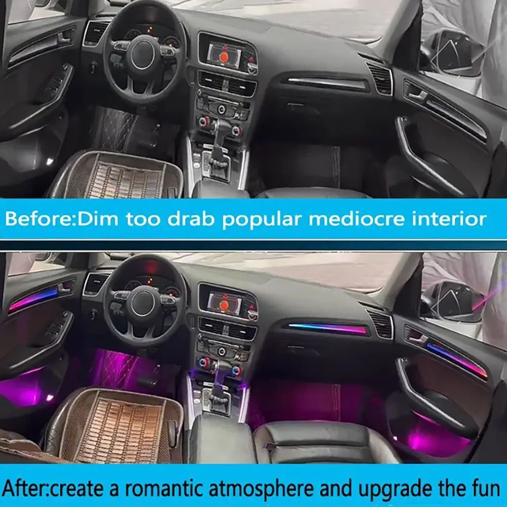 256 لون A4 طقم الإضاءة المحيطة لأودي A4 B8 2009-2016 البيانو الأسود جو مصباح الإضاءة الداخلية تعديل-18 أضواء