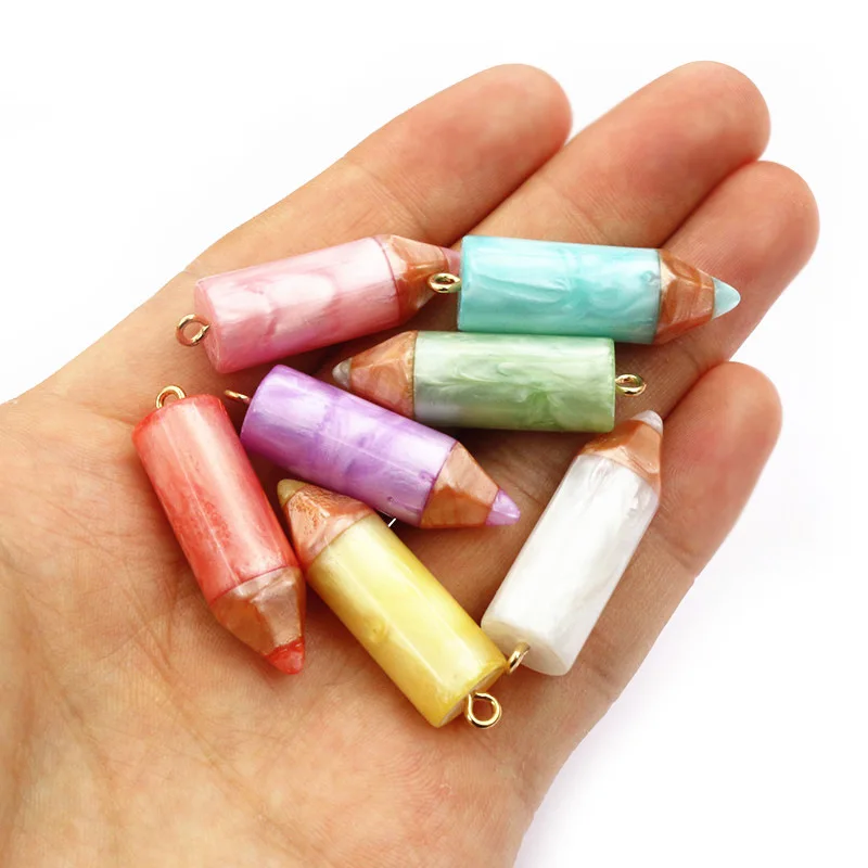 10 stücke Bunte Simulation Bleistift Kreide Kopf Charms Harz Anhänger Für DIY Dekoration Ohrringe Halskette Mode Schmuck Zubehör