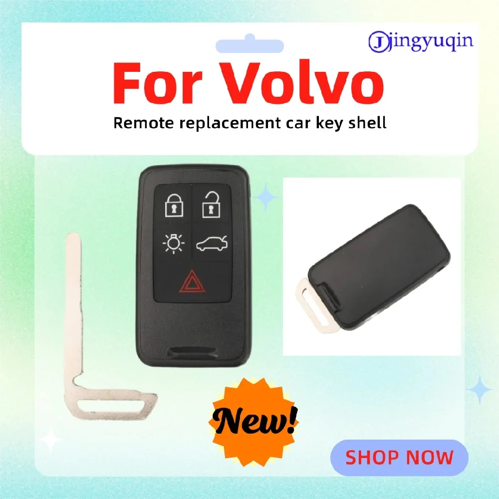 

jingyuqin 5Buttons For Volvo Modified replacement key shell No logo Smart card Remote Car Key case Blank uncut blade