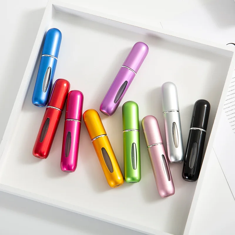 1/3/5/10 قطعة زجاجة عطر صغيرة محمولة للسفر مع وظيفة تعبئة سفلية من الألومنيوم قابلة لإعادة الملء 5 مللي زجاجة رذاذ #2