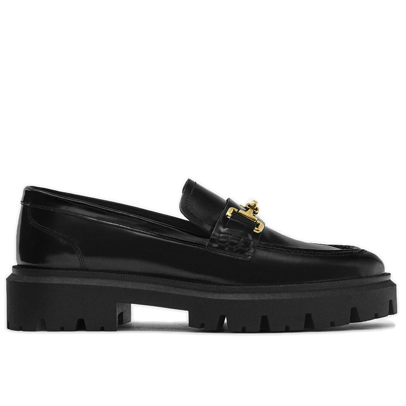 Dave&Di England Style Fashion Vintage Genuine Leather Flat Shoes Slip-On Loafers Women Fashion Vintage Thick Sole Leather Shoes