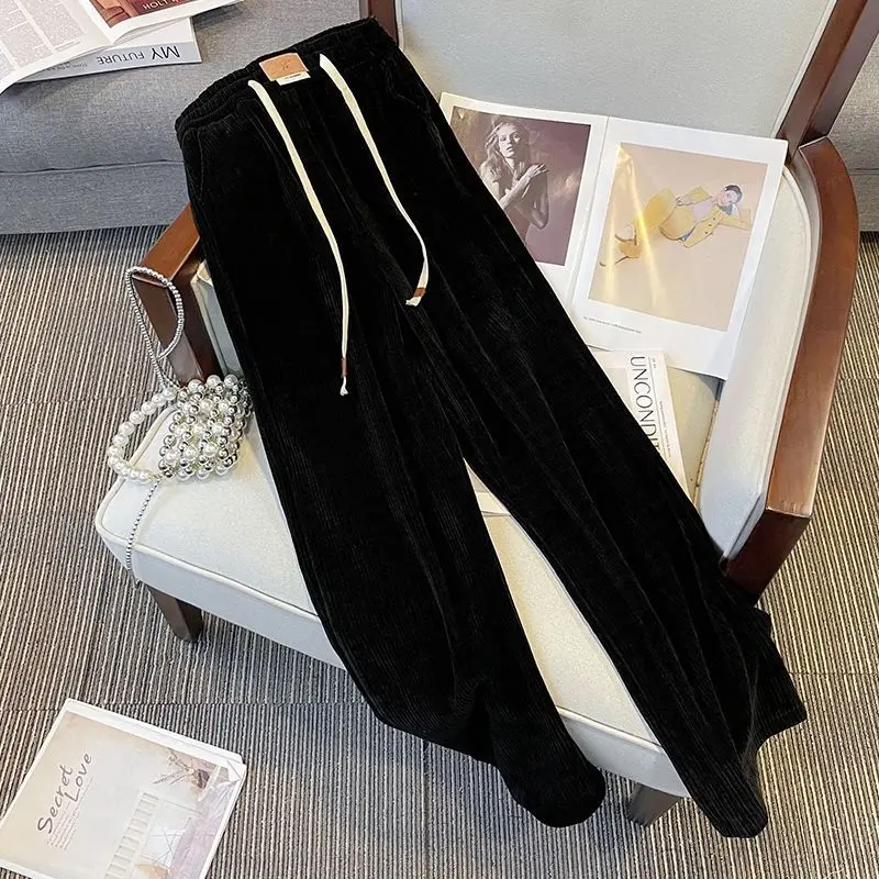 Women Spring Autumn Stripe Knit Hooded Tops Pants 1 or Two Piece Set Lady Casual Loose Sweater Wide Leg Trousers Outfits 2023