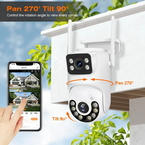 Imagen 2 del producto Cámara IP de seguridad inalámbrica para exteriores 4K 8MP HD lente Dual cámara externa Wifi PTZ seguimiento automático cámara de vigilancia de calle iCsee