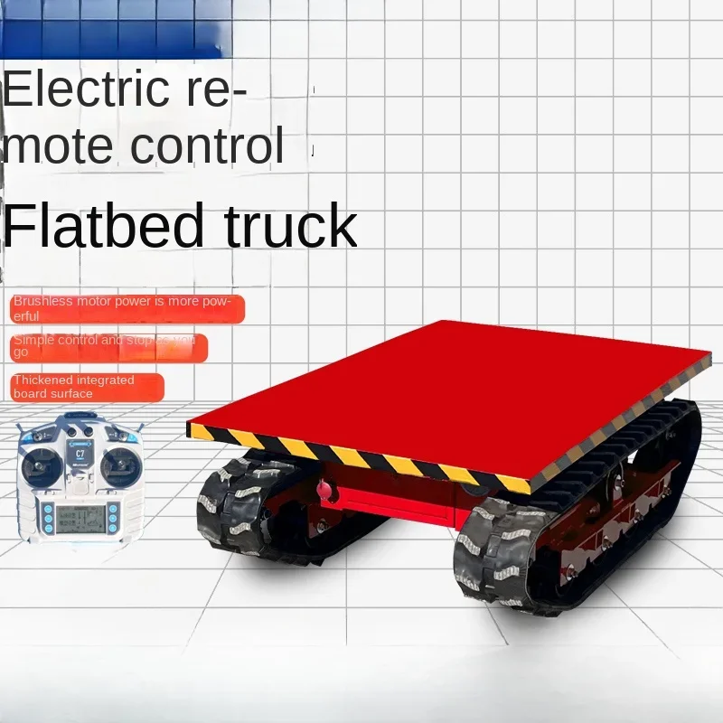 Remote control electric tracked small flatbed truck, agricultural rubber tracked orchard construction site turnover and handling