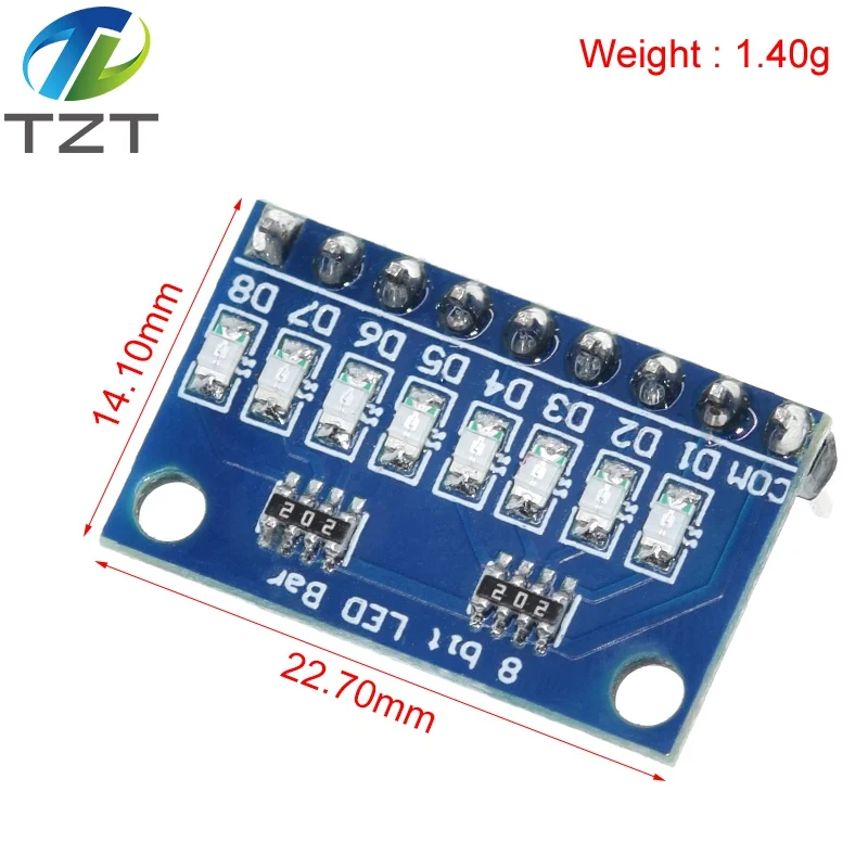 TZT 3.3V 5V 8 Bit Blue /  Red Common Anode / Cathode LED Indicator Module Diy Kit For Arduino NANO UNO Raspberry pi 4 Nodemcu V3