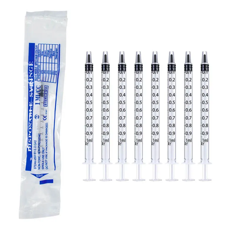 100 seringues jetables en plastique stériles de 1 ml/cc, sans aiguille, emballées individuellement, pour la distribution de colle, utilisation en laboratoire