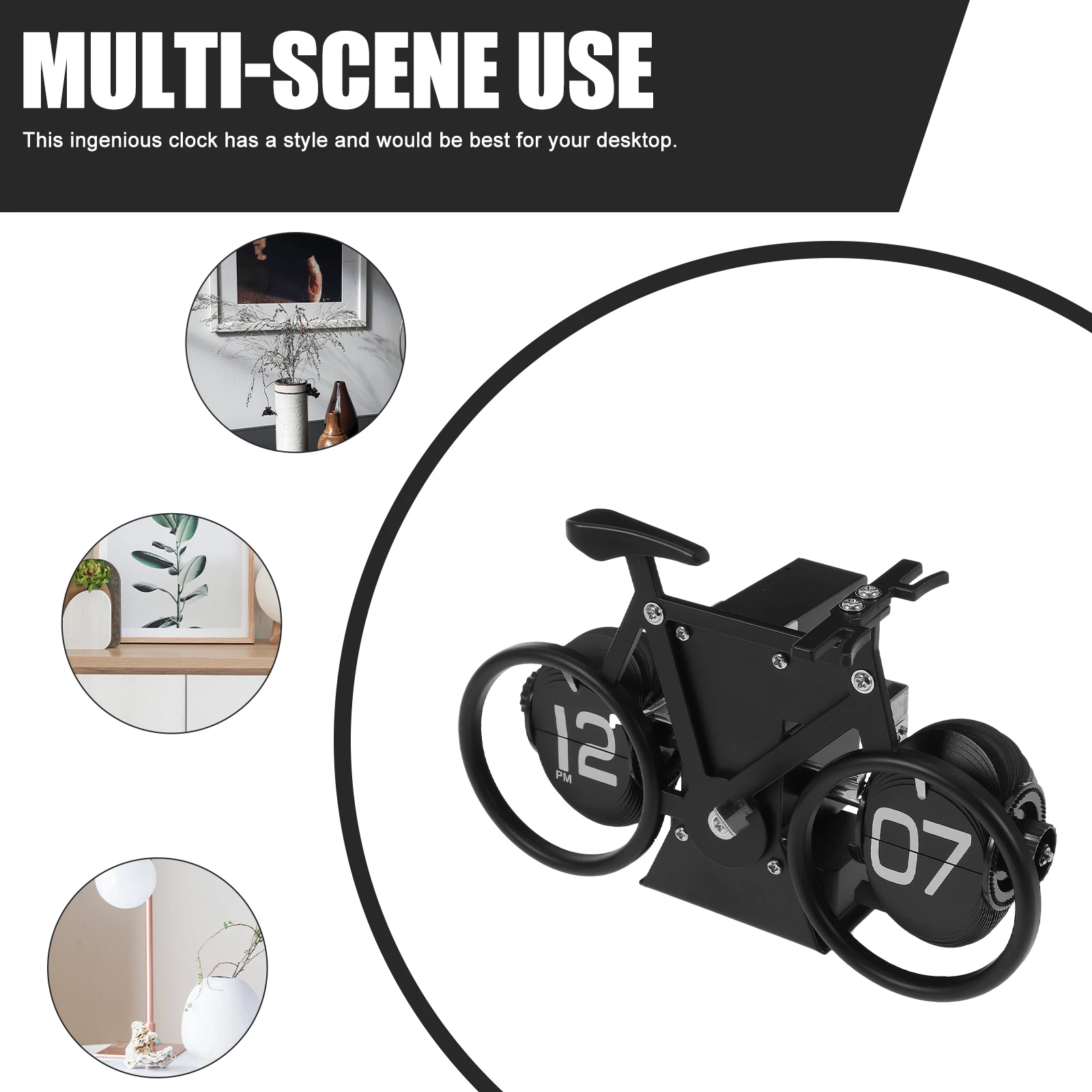 

Vintage Desktop Flip Bicycle Shaped Style Craftsmanship Decorative Home Office Bedside Clock Retro Rustic Mantel Table