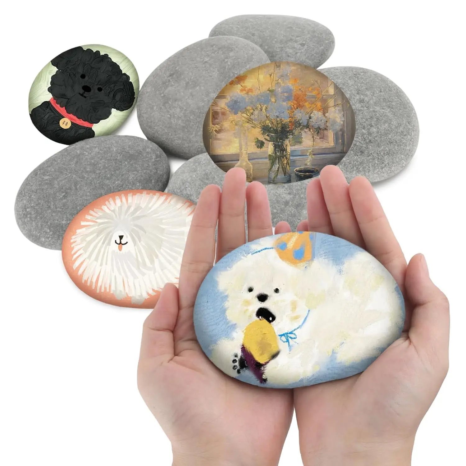 

River Rocks for Painting 10-30 Pcs Large 3-6 cm Flat Smooth Painting Stones Craft Rock to Paint for Kids Crafts Painting Bulk