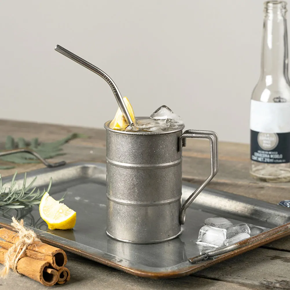 

Stainless Steel Mug Iced Coffee Cup Straw Tumbler Vintage Drinking Portable Water Mug Outdoor Drink MultiFunction Household