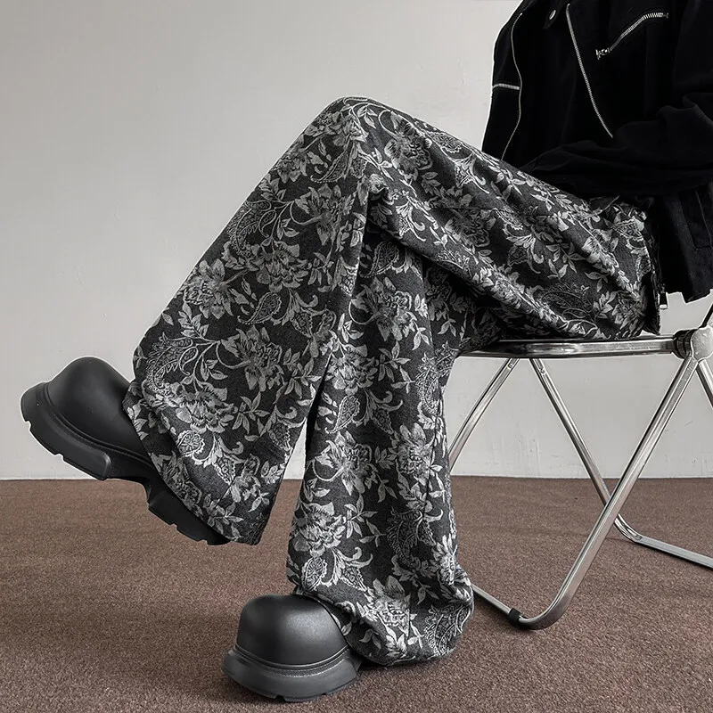 

Весна 2024, новые мужские брюки с узором, мешковатые повседневные спортивные штаны в стиле хип-хоп, готические мужские и женские широкие брюки, уличная одежда, модный тренд