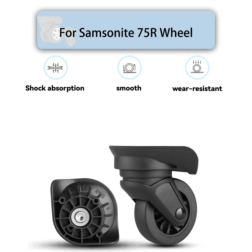 

For Samsonite 75R Universal Wheel Black Replacement Suitcase Rotating Smooth Silent Shock Absorbing Wheel Accessories Wheels