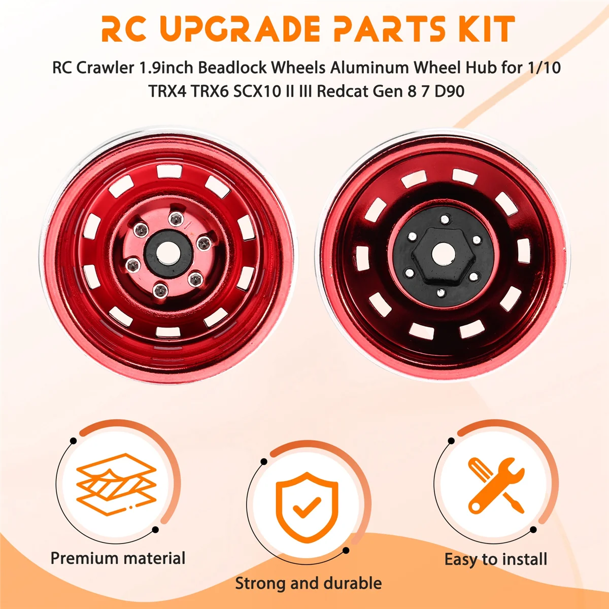 Y03A RC Crawler 1.9 polegadas Beadlock Rodas Cubo de roda de alumínio para 1/10 TRX4 TRX6 Axial SCX10 II III Redcat Gen 8 7 D90