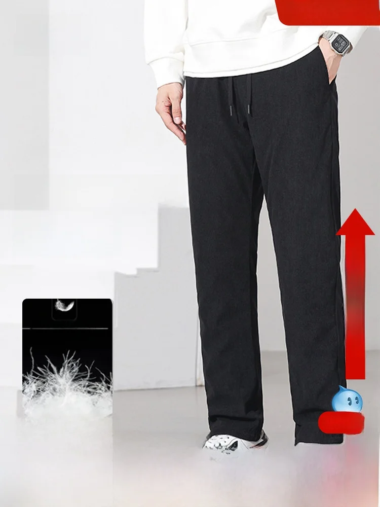 

Мужские пуховые брюки Snow Flng из эластичного вельвета с наколенниками, теплые, приятные к телу, повседневные, модные, городские, деловые, зимние, длинные.