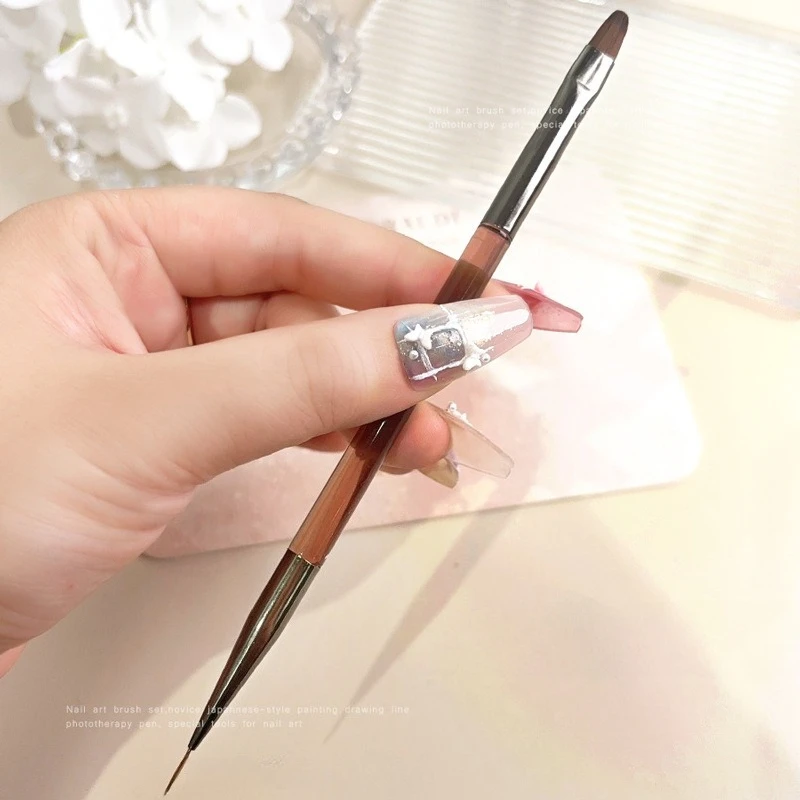1-2개 전문가용 네일 체크 무늬 아트 브러쉬, 체크 무늬 네일 드로잉 페인팅 라인 브러쉬 DIY 디자인 UV 젤 연장 매니큐어 도구
