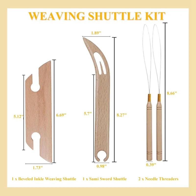 Profissional madeira chanfrada Inkle Weaving Shuttle-Kit, Tricô Tear, Ferramentas para Tecelagem Acessórios