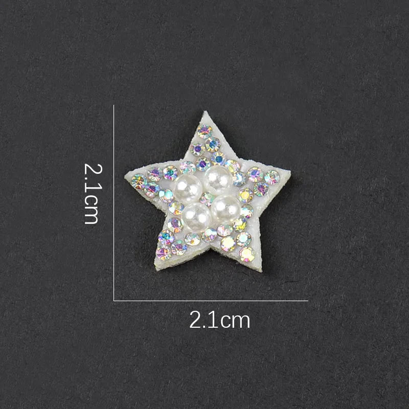 50pcs/Lot Luxury Shine Pearl White Star Love Embroidery Patch Diamond Shirt Bag Clothing Decoration Accessory Craft Diy Applique