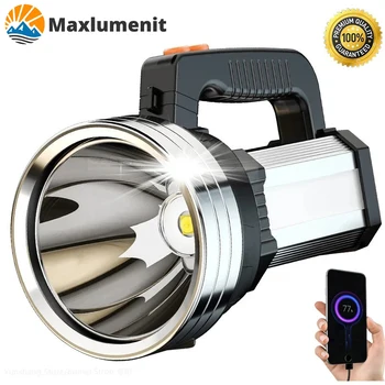 500000LM ไฟฉาย LED 100W ระยะไกล1500ม., ไฟฉาย LED ที่มีประสิทธิภาพมากที่สุดไฟฉายสปอตไลท์แบบพกพาไฟฉายชาร์จไฟได้ไฟฉายกลางแจ้งยุทธวิธี