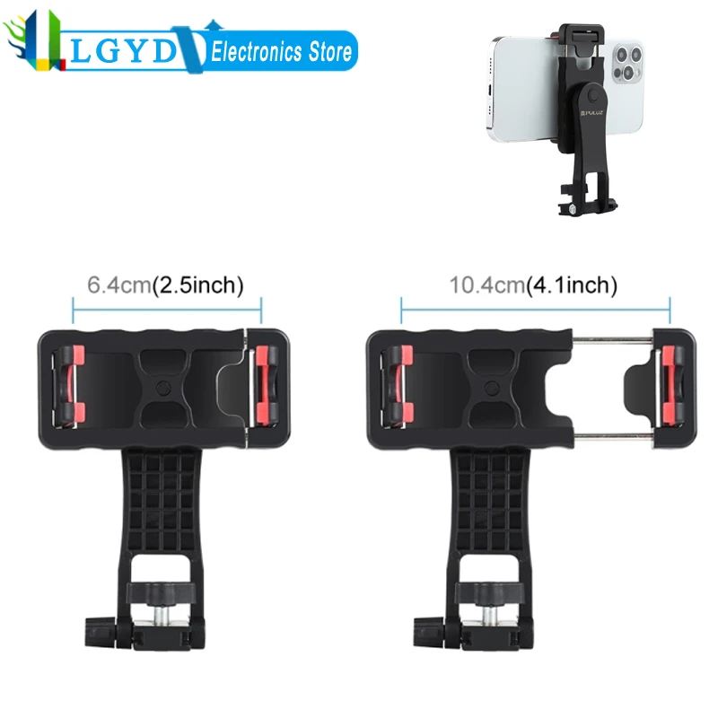 PULUZ Rotation Shooting Phone Clamp Holder Bracket For iPhone, Galaxy, Huawei, Xiaomi Smartphones