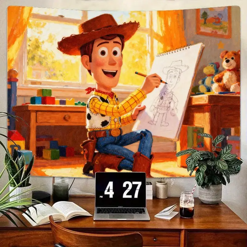 

1 шт. Disney Pixar Toy Story Гобелен с рисунком Вуди, милые современные настенные рисунки из полиэстера для декора детской комнаты, спальни, подарок фанату