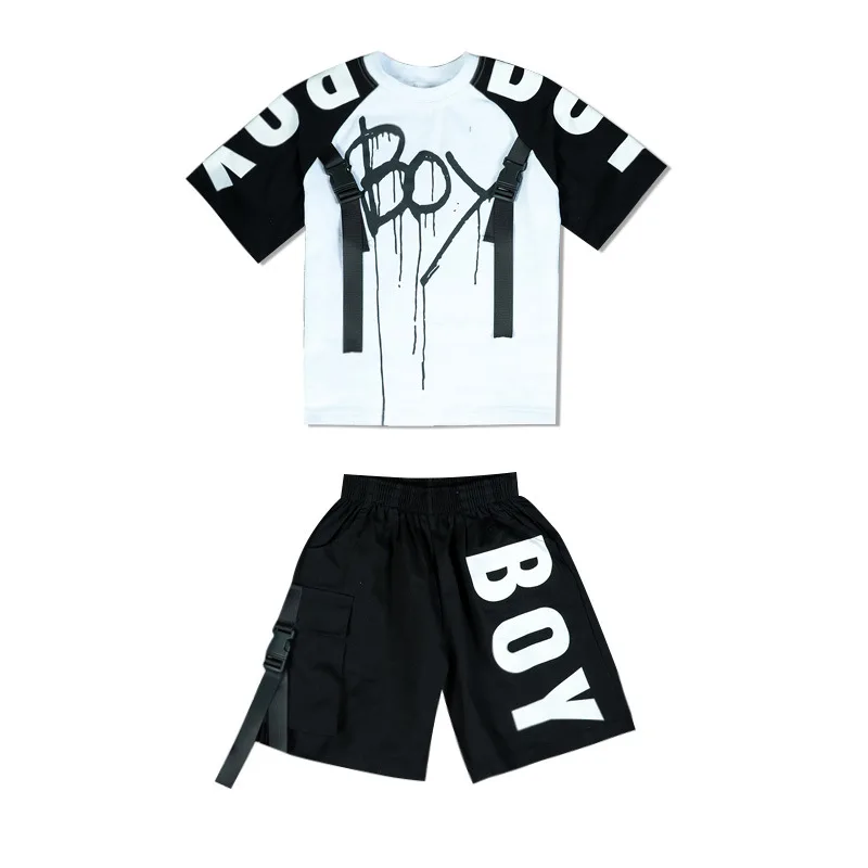 Kids Summer Suit Short Sleeve T-shirt + Shorts 2pcs Sports Casual Outfits for Teenager Boy Clothes Sets Children Tracksuit 4-14Y