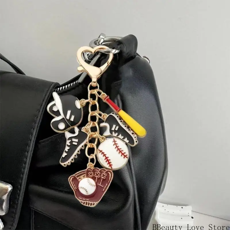 

Adorable Baseball Keychain Charm Pendant with Round Tail Buckles Portable Special Gifts for Kids Teens and Adults