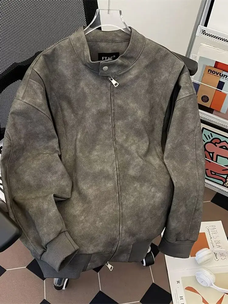 

Американский ретро ex, весенне-осенний модный бренд, свободная байкерская верхняя одежда с воротником высокого класса, модная универсальная одежда