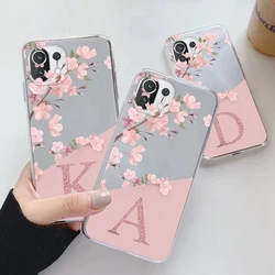 Flowers Letter Case For Xiaomi Mi 11 Lite Mi11 Lite NE Clear tpu Silicone Covers For Xiaomi 15T 14T 13T 12T 11T 10T Pro Alphabet