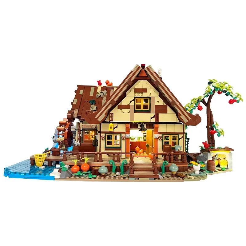 2567PCS Lakeside Cottage Gebäude Ziegel Sets Modell Ansicht Holz Haus Mit Licht MOC Montage Blöcke Spielzeug Kreative Geschenke