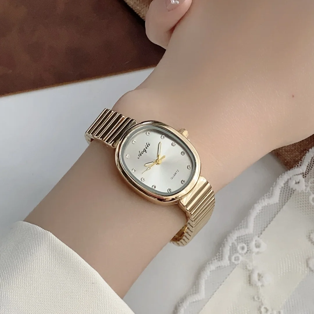 Oval Dial Women Watch Stainless Steel Strap Luxury Ladies Quartz Wristwatches Dropshipping Female Clock Relojes Para Mujer