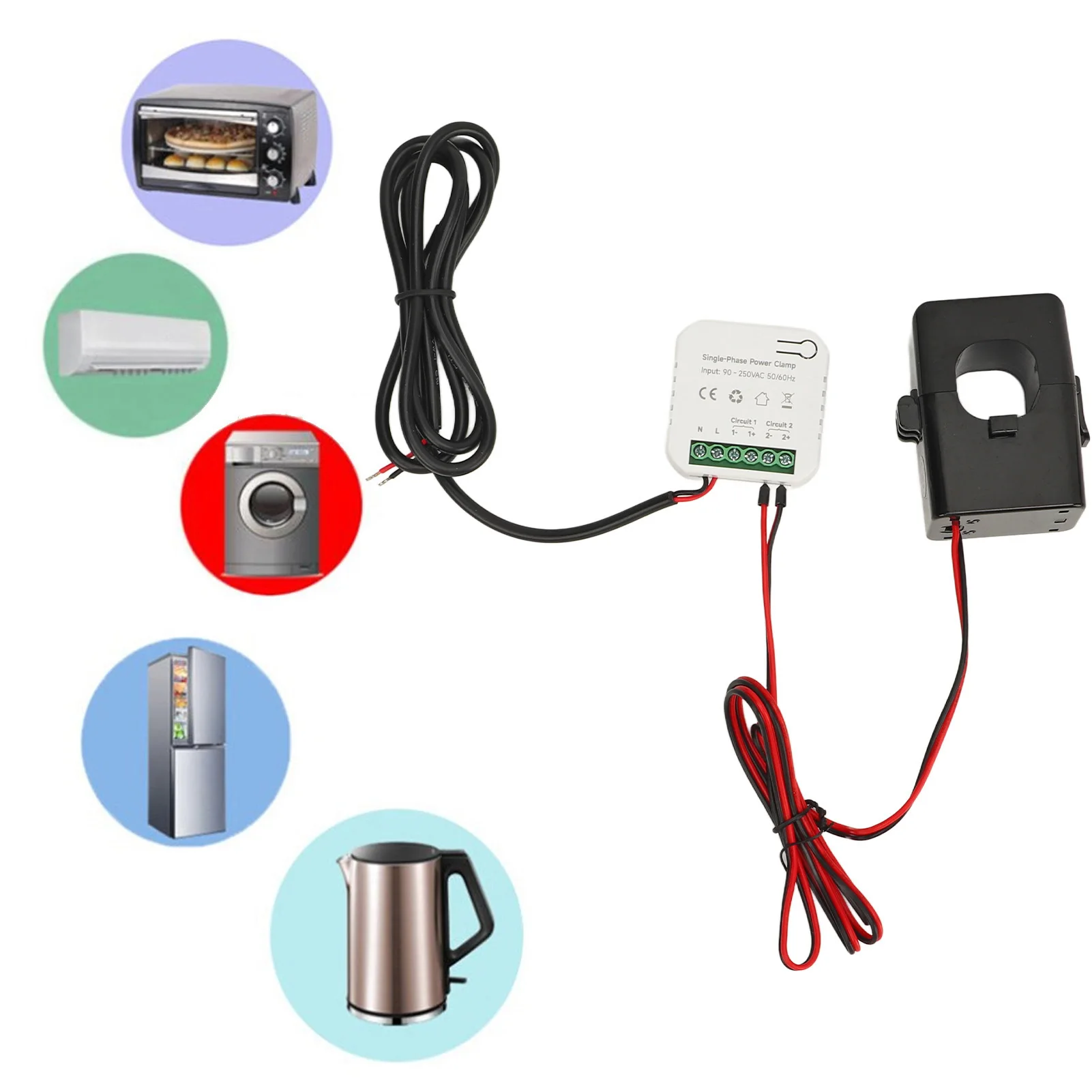 

WIFI Smart Energy Meter APP Real Time Power Consumption Monitor with 200A CT Clamp AC90‑250V