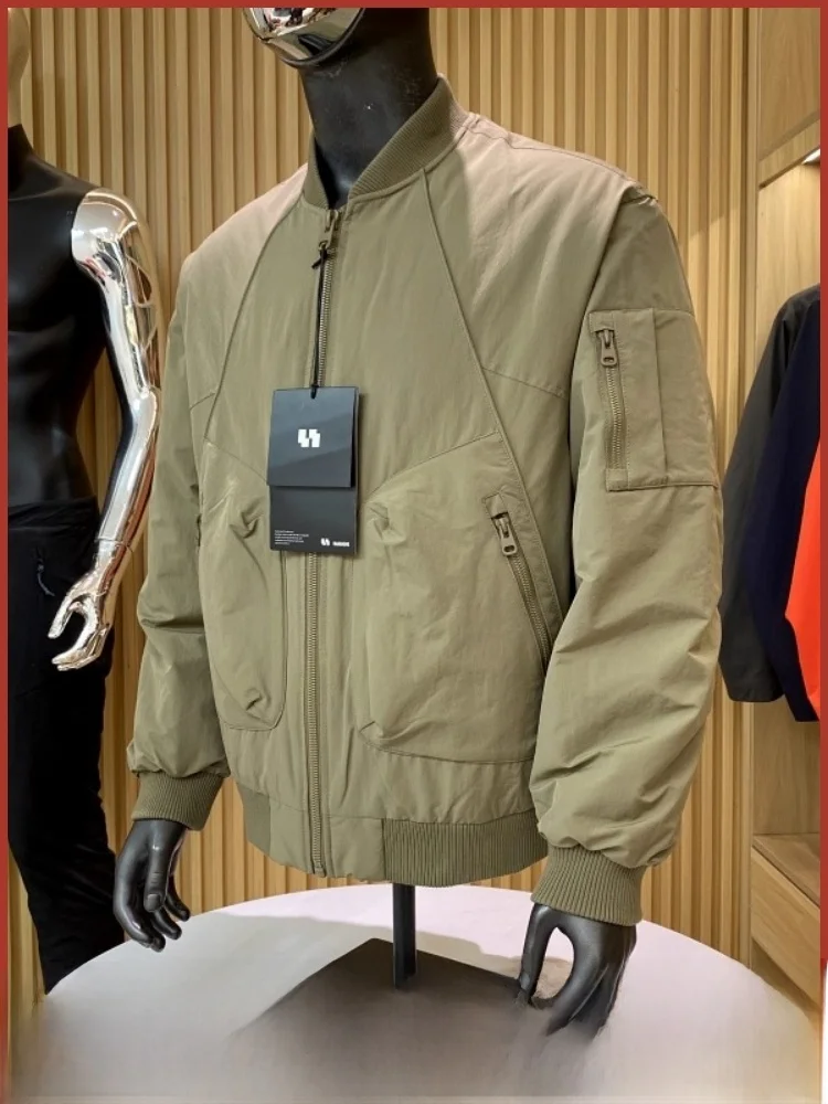 

Classic Retro MA Men's Faionable Baseball Collar Pilot down Jaet 85 Du down Warm Windproof Polyester Fiber Zipper Sle