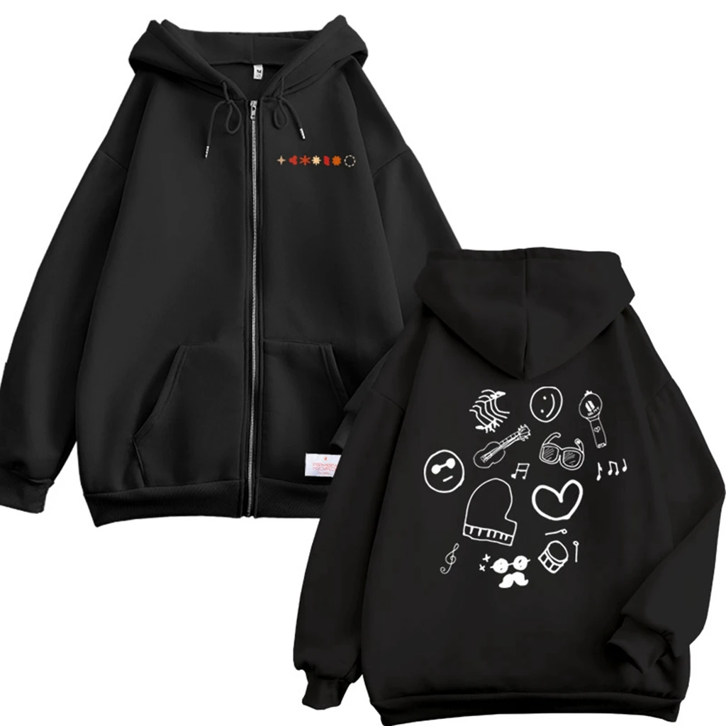 Kpop JimiRetro With You LETTER PRINTE Hoodies Grey Y2k Hooded Shirt Top Women Clothing Loose Pullover Cardigan Sweatshirts