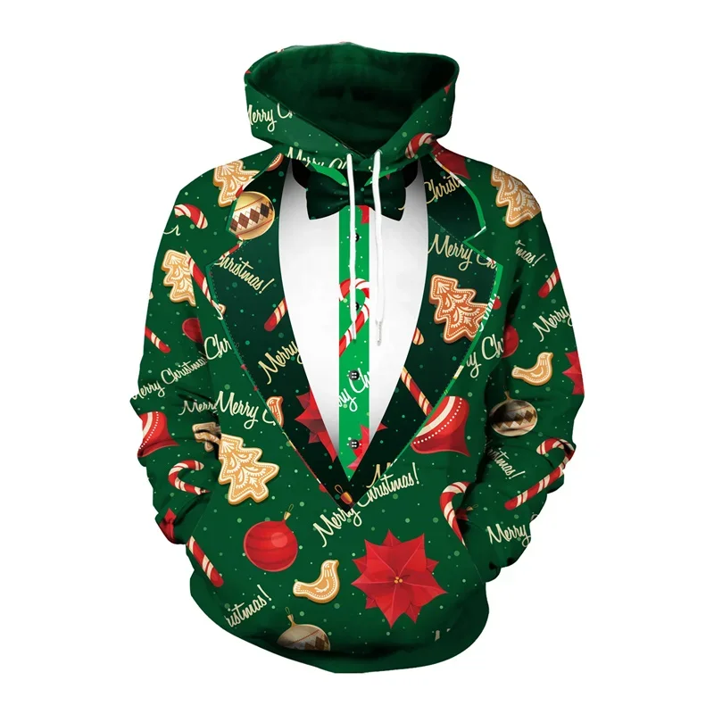 Frohe Weihnachten Grafik Hoodie Mode Weihnachtsmann Schneeflocke Hoodies für Männer Kleidung Casual Winter neu in Hoodies & Sweatshirts