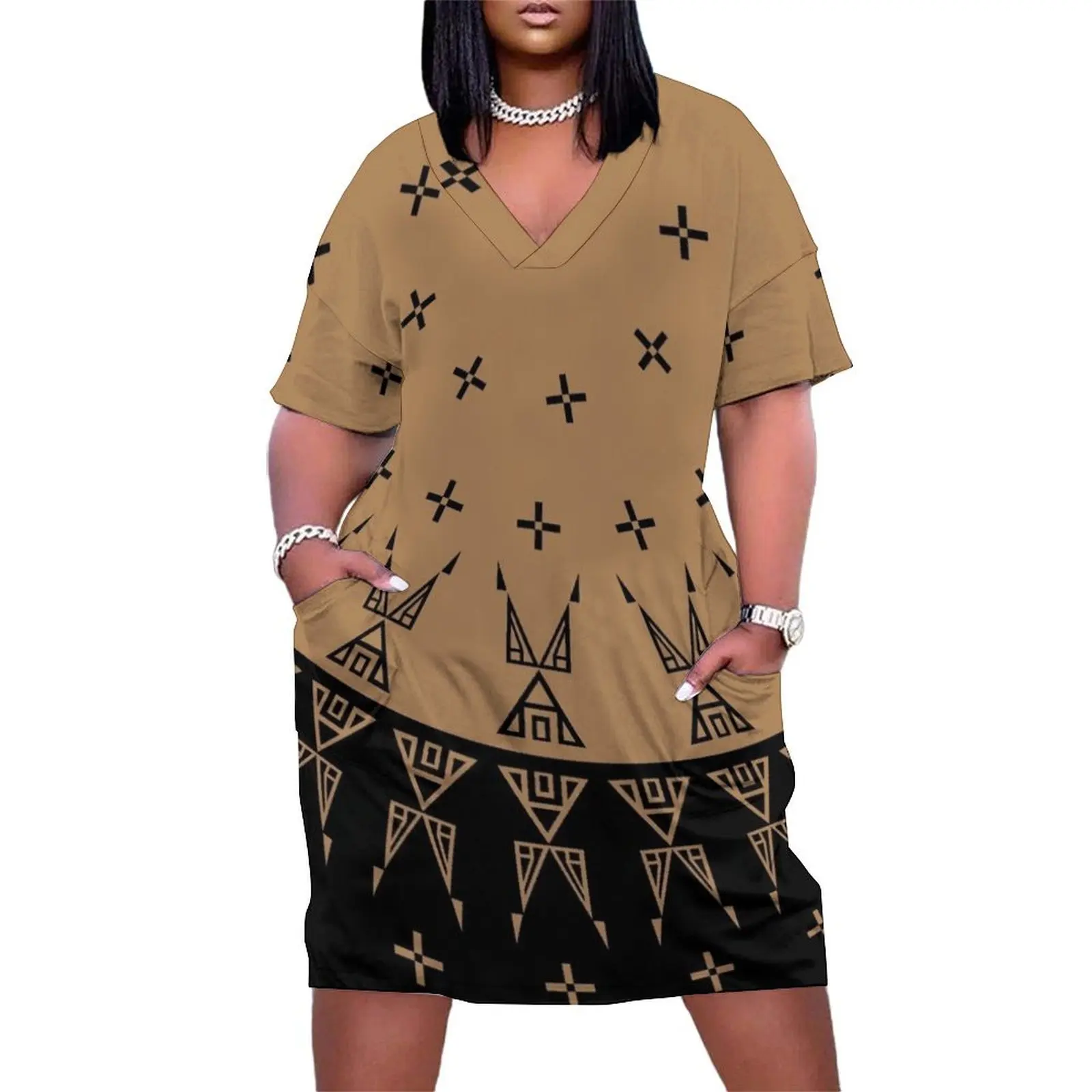 

Night Stars (Brown) Loose Pocket Dress women"s clothing summer 2024 novelties Long dress woman