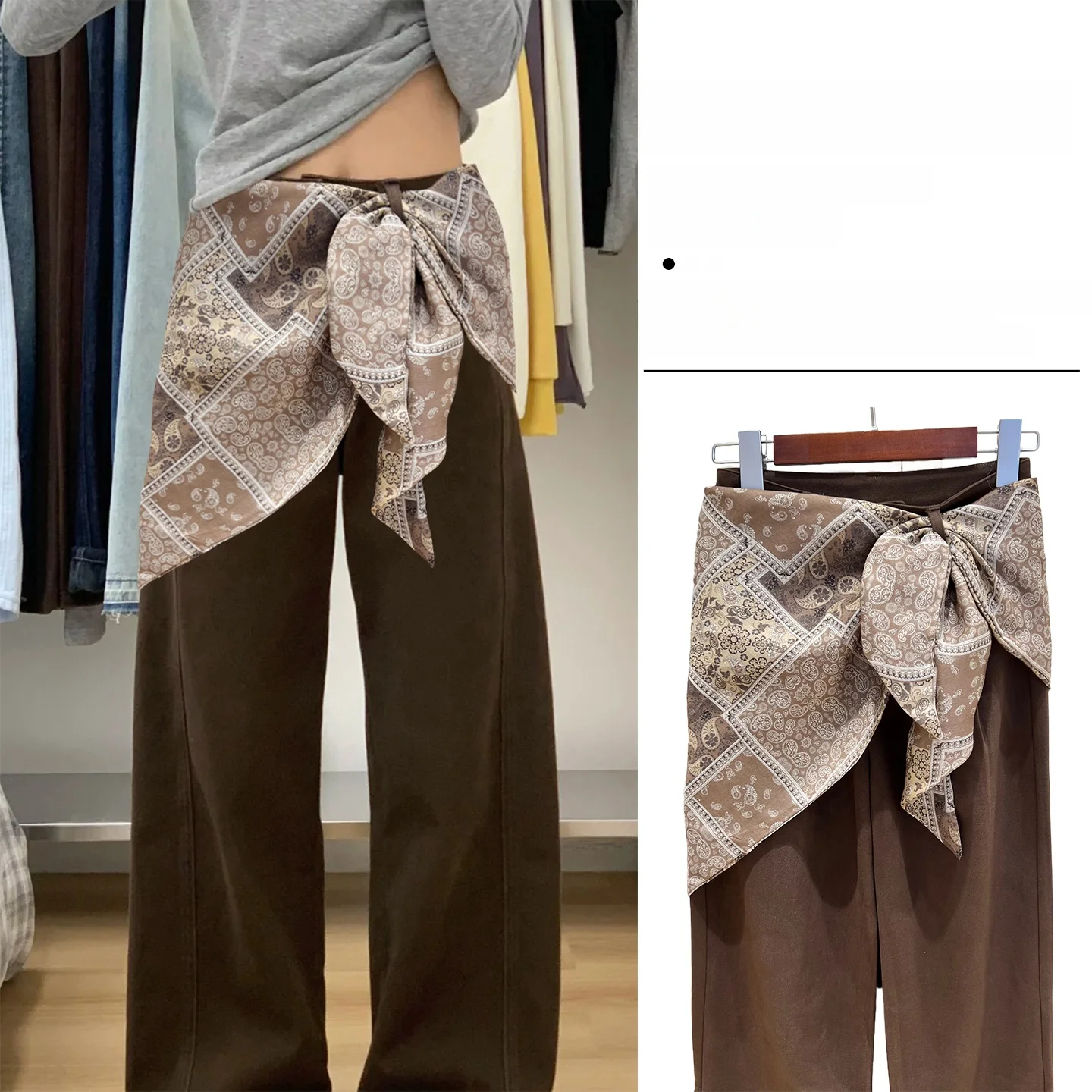 レトロな三角形のシルクスカーフ女性のファッションハイエンドセンセーションオーバーラップアンバーコットンリネンウエストベルトアクセサリートレンディ