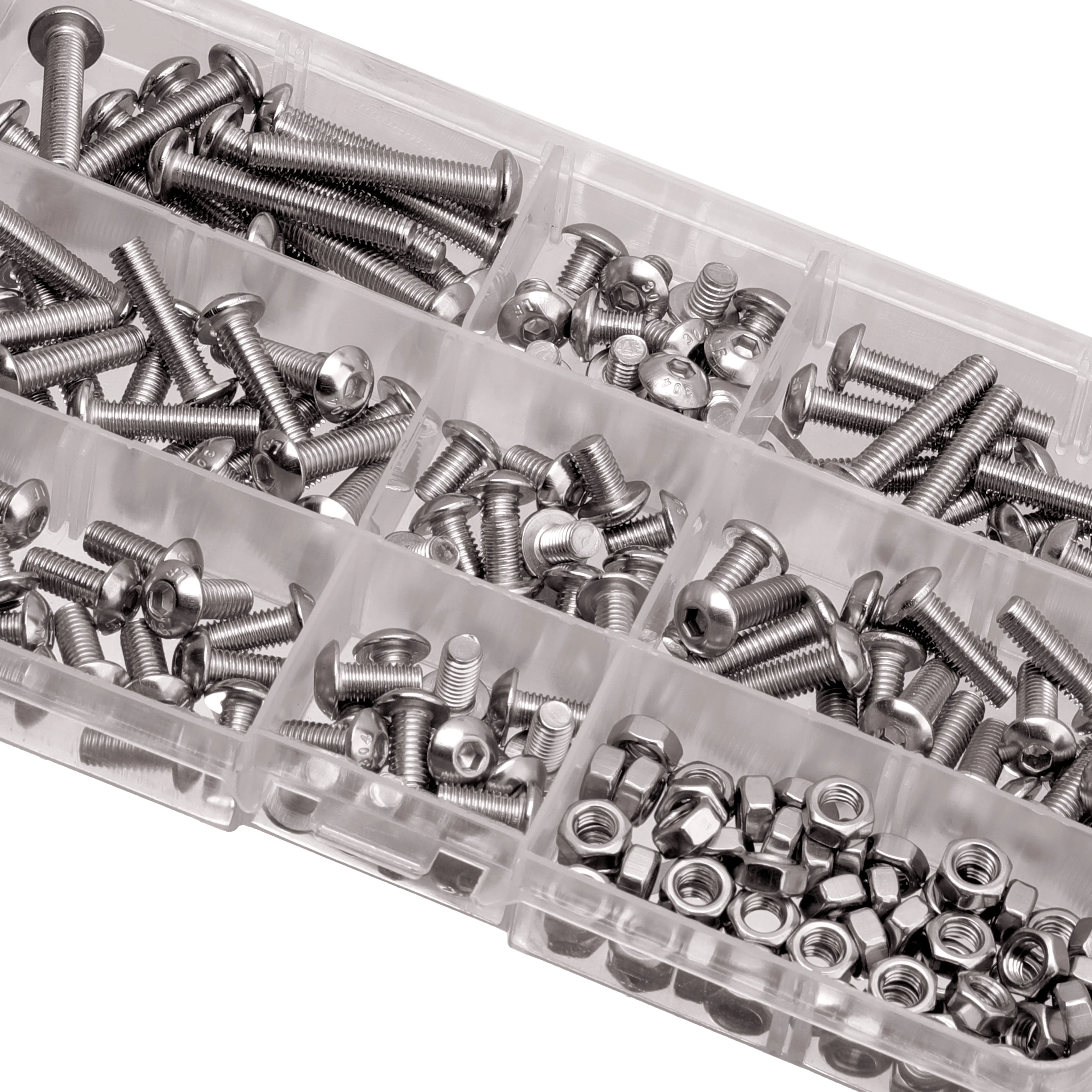 360/460/560pcs Stainless Steel Allen Screw and Bolt Combination Set | M4, M5, M6 Hex Head | Includes Flat Washer Wrench