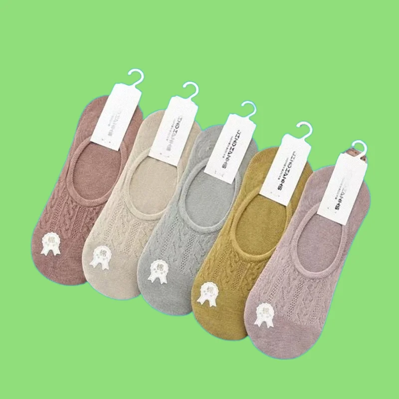 Calcetines invisibles de silicona antideslizantes para verano, medias finas de algodón de Color sólido, transpirables, absorbentes del sudor, novedad de 5/10 pares, 2024