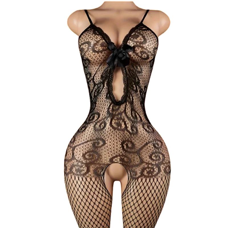 1 x Women's sexy fishnet bodysuit, featuring a sheer cut-out design; hand-washable and designed for a comfortable fit for adults