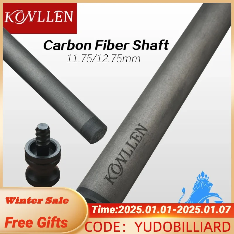 New KONLLEN Cue Carbon Shaft 11.75mm/12.75mm Carbon Fiber Single Shaft 3/8*8 Radial Pin Unloc Joint Suit for Pool Cue Billiards