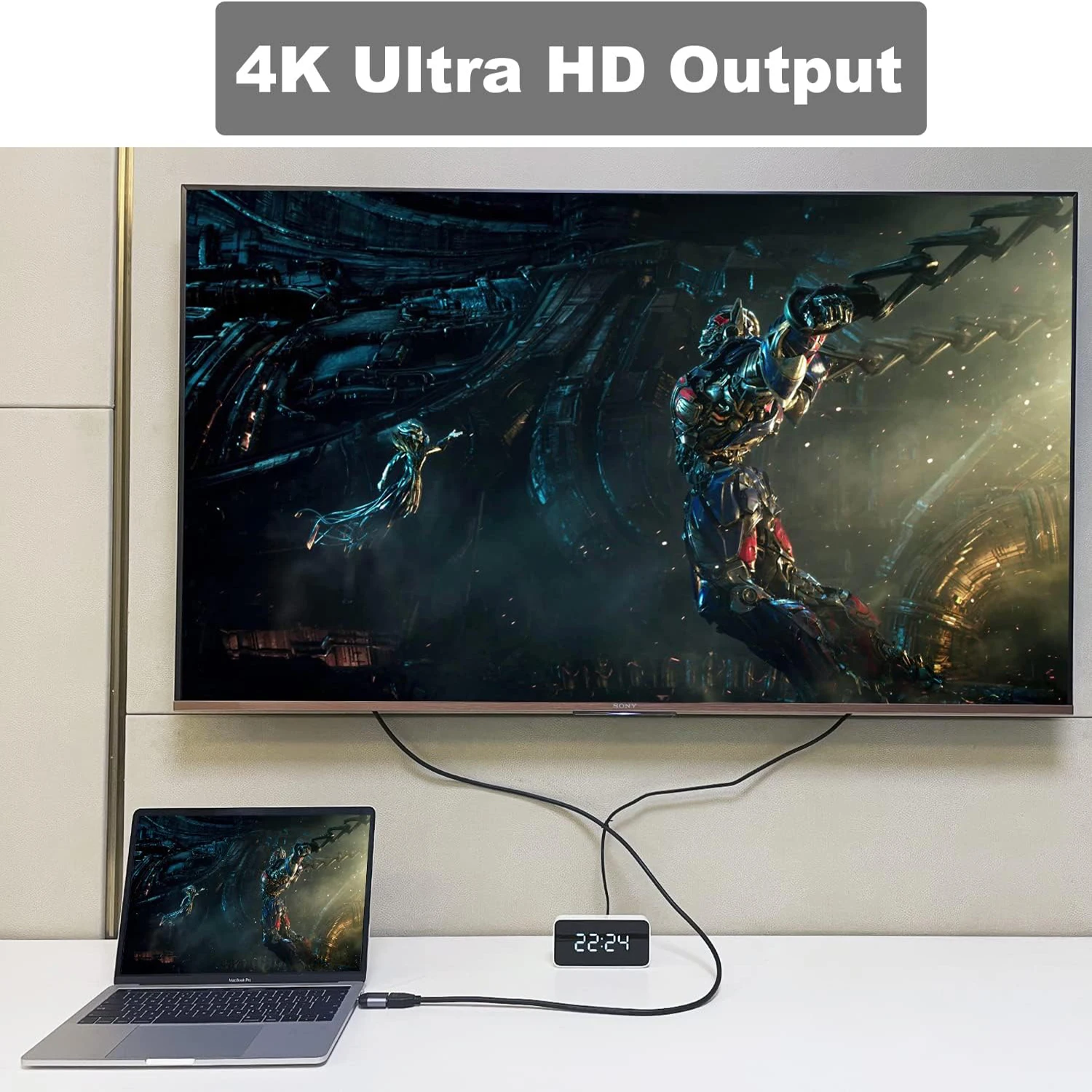 USB C to 4K@60Hz Adapter Thunderbolt3 Type-C to HD Display Converter Compatible with Macbook Pro/Air Ipad Pro Surface To Monitor