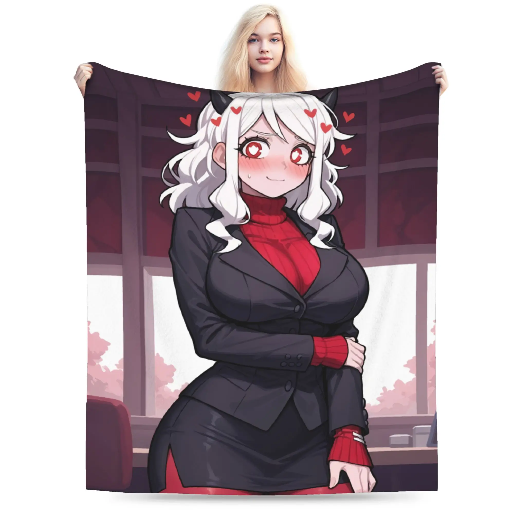Super Soft Contradiction Helltaker Lucifers Modeus Blanket Premium Fleece Flannel Lightweight  Bed Blanket Warm Plush Blankets