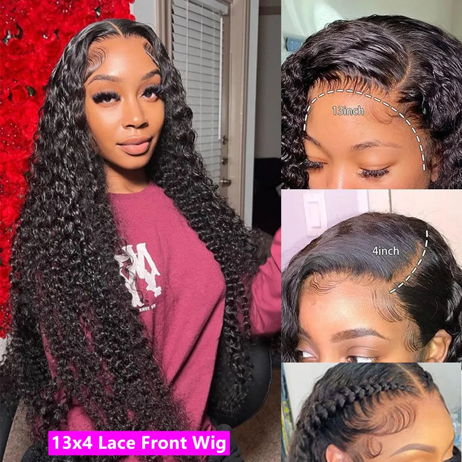 Deep Wave Frontal Wig 13x4 13x6 HD Lace Frontal Wigs For Women Brazilian 30 40 Inch Water Wave Curly Lace Front Human Hair Wigs