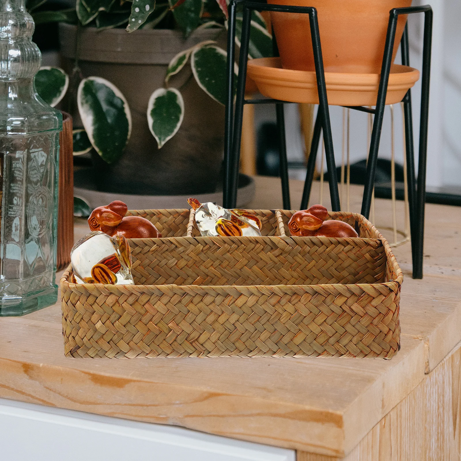 

Woven Storage Basket Household ganizer Snack Bread Container Seaweed Fruit Vegetable Display Party Gift Women Christmas Birthday