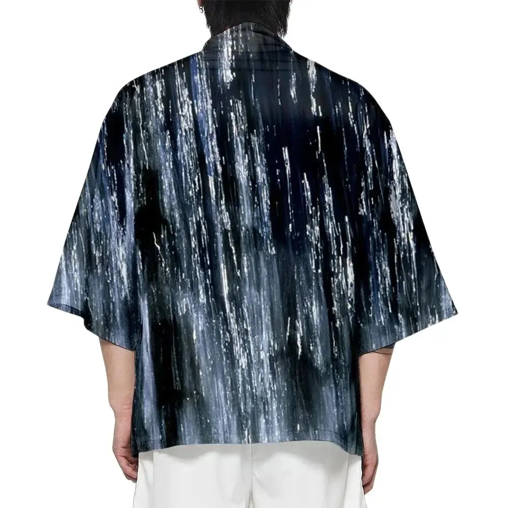 

Summer Raindrop Print Kimono Funny Hawaiian Shirt Beach Tops Fashion Bathrobe Loose Kimono Yukata Japanese Clothes Unisex Haori