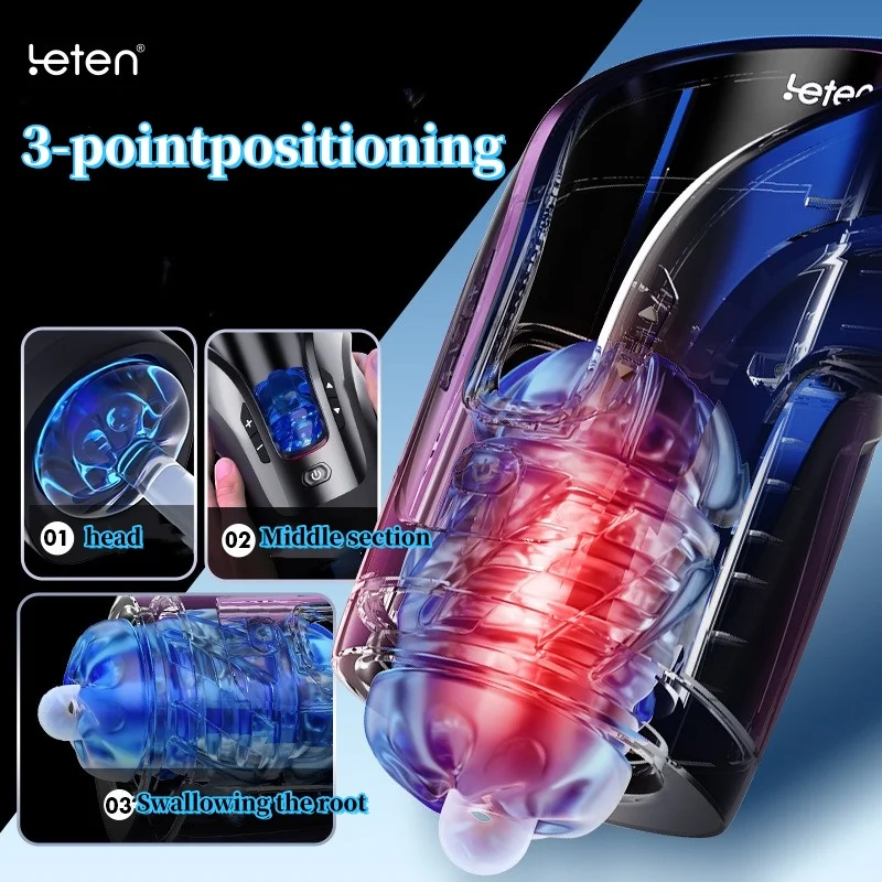 2024 Leten Powerful Thrusting High Speed Male Masturbator Automatic 75MM Telescopic Vagina Intellegent Machine Sex Toy for Men