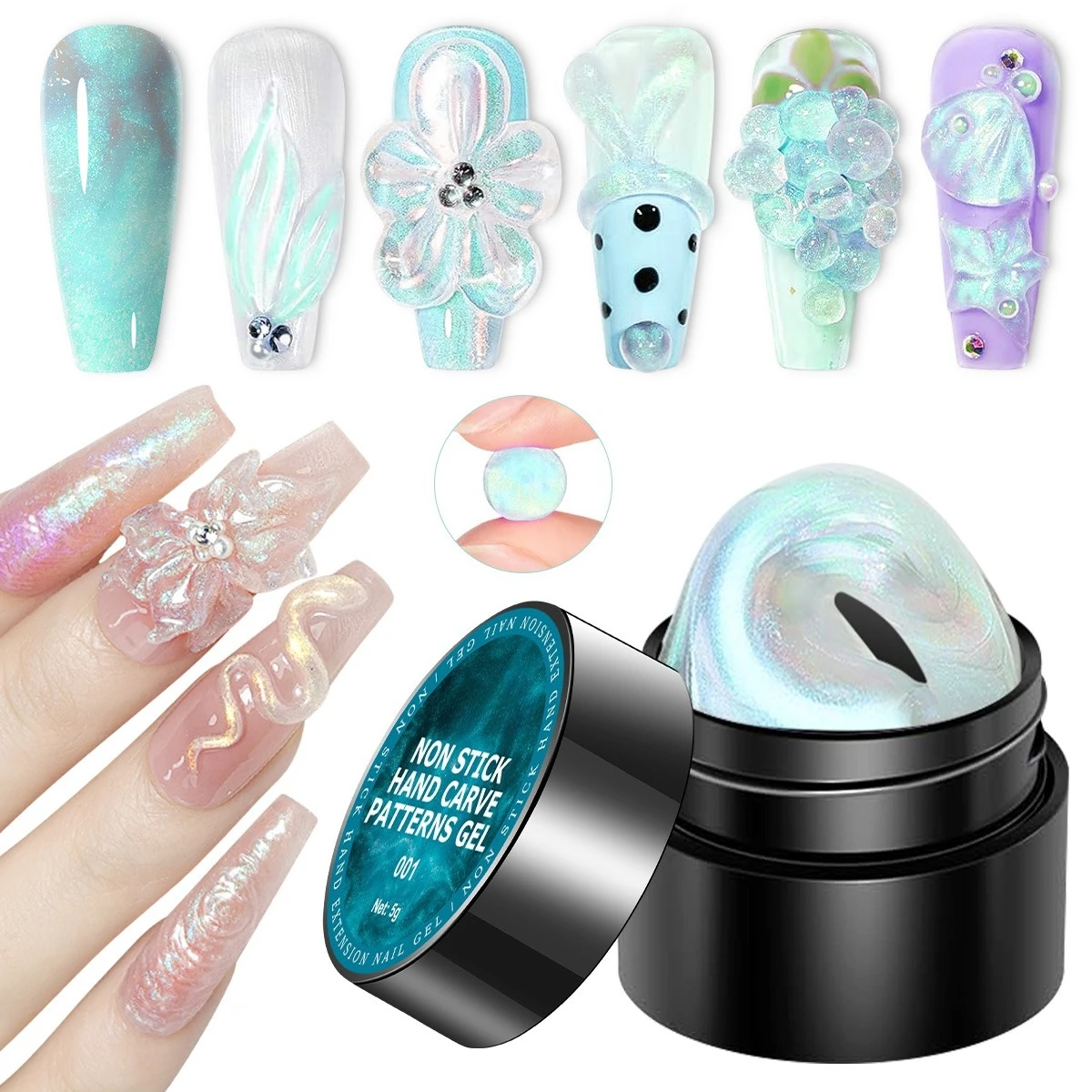 Biały, nieprzywierający żel do przedłużania paznokci, do modelowania 3D, rzeźbienia, zdobienia kwiatami, do samodzielnego wykonania zdobień paznokci, akrylowy, hurtowo.