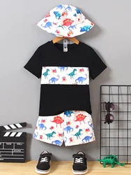 Three Piece Set Spring Summer Boys Short Sleeved Shorts Cute Holiday Style Everyday Wear For Ages 1-8