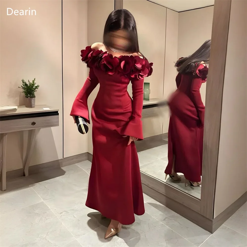 Customized Prom Gown Women Evening Dearin Off-the-shoulder Mermaid Floor Length Skirts Draped Applique Bespoke Occasion Dresses